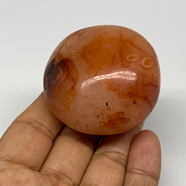 130.4g, 2"x2"x1.4", Red Carnelian Palm-Stone Gem Crystal Polished, B28437