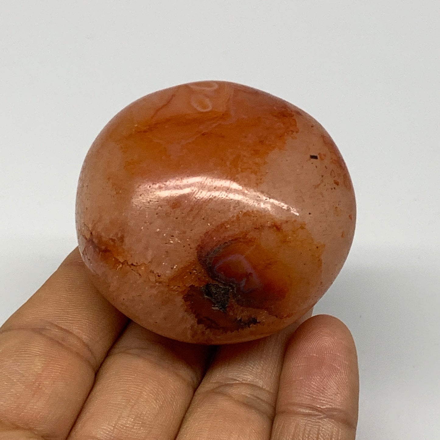 130.4g, 2"x2"x1.4", Red Carnelian Palm-Stone Gem Crystal Polished, B28437