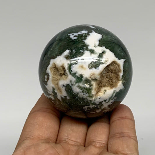 236.5g, 2.2"(56mm), Natural Moss Agate Sphere Ball Gemstone @India,B34912