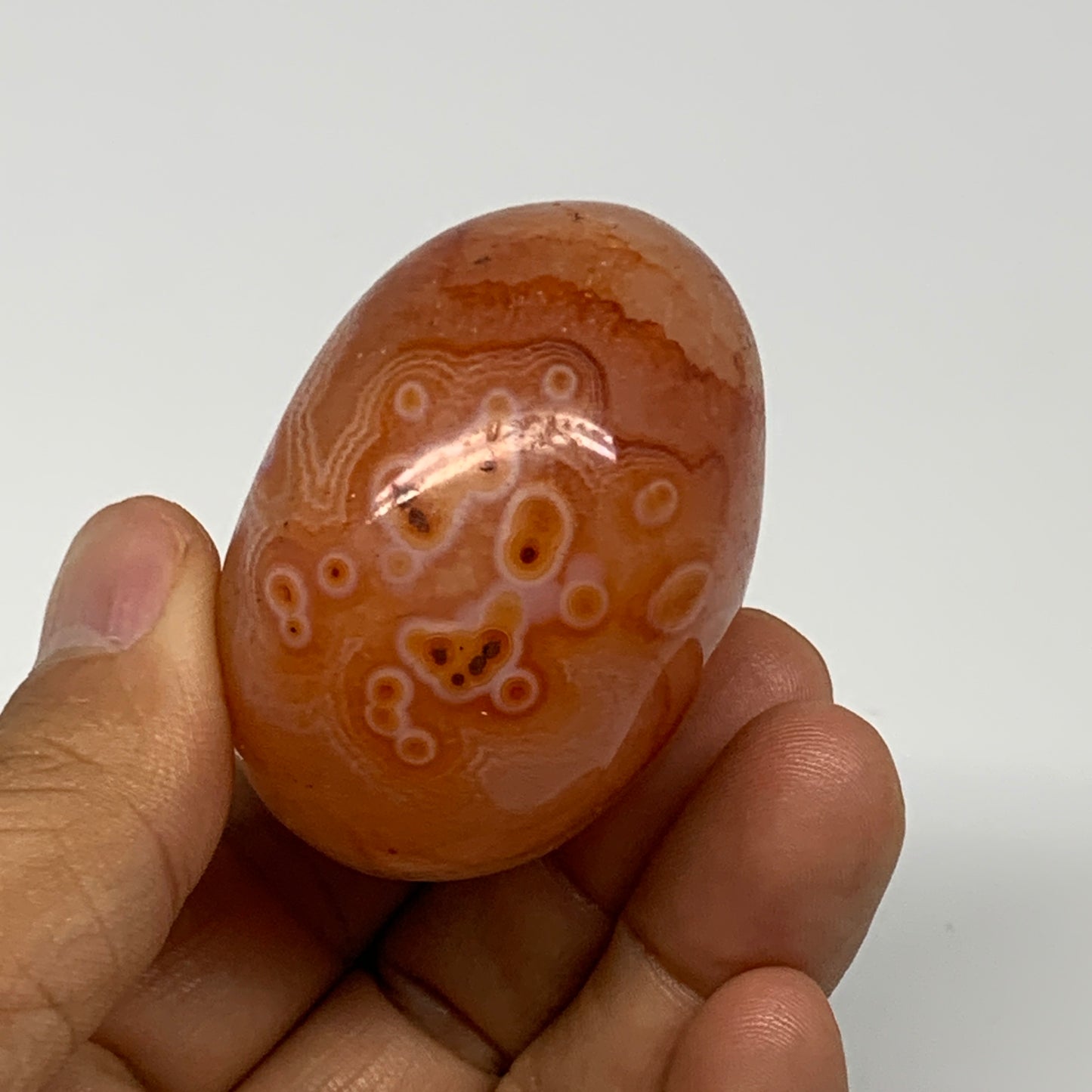 130.4g, 2"x2"x1.4", Red Carnelian Palm-Stone Gem Crystal Polished, B28437