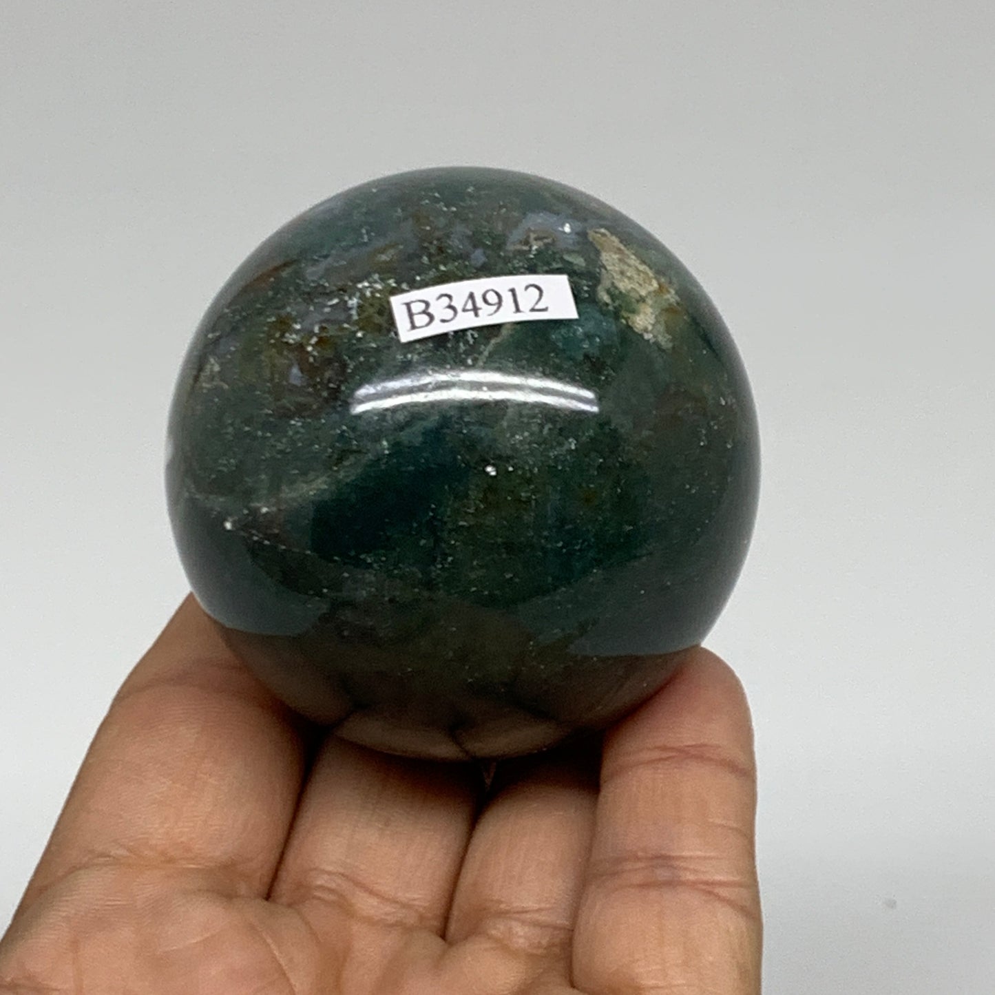 236.5g, 2.2"(56mm), Natural Moss Agate Sphere Ball Gemstone @India,B34912