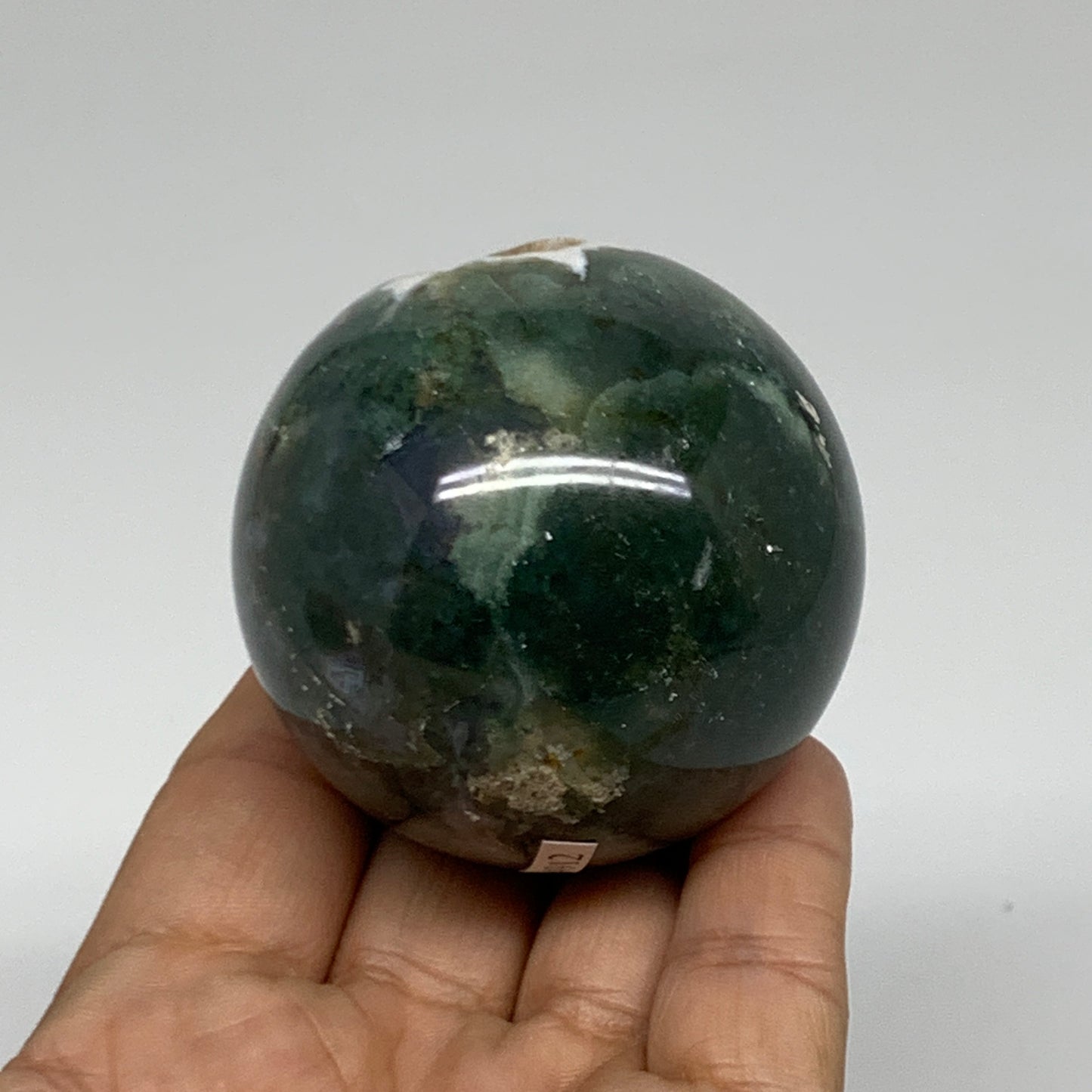 236.5g, 2.2"(56mm), Natural Moss Agate Sphere Ball Gemstone @India,B34912