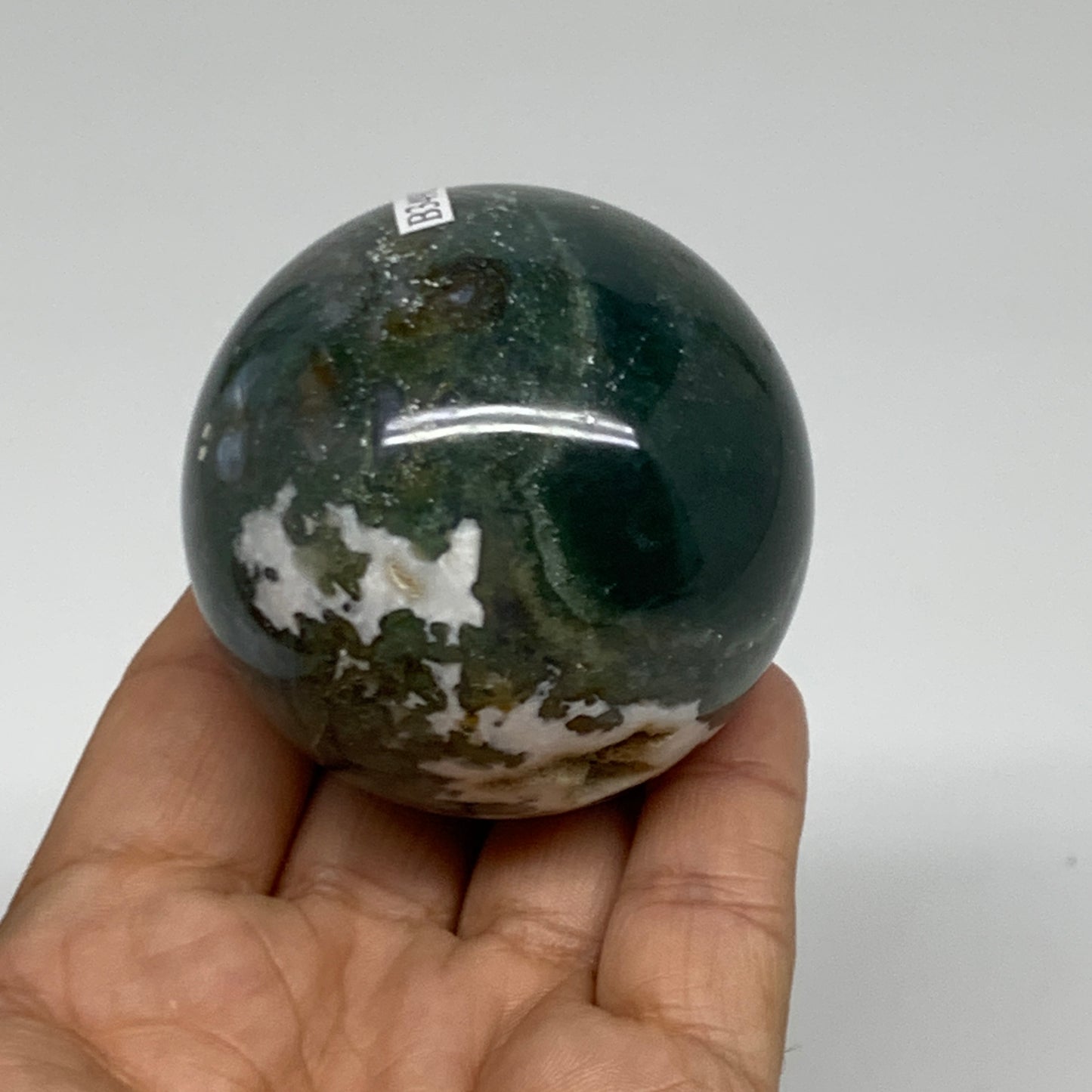 236.5g, 2.2"(56mm), Natural Moss Agate Sphere Ball Gemstone @India,B34912