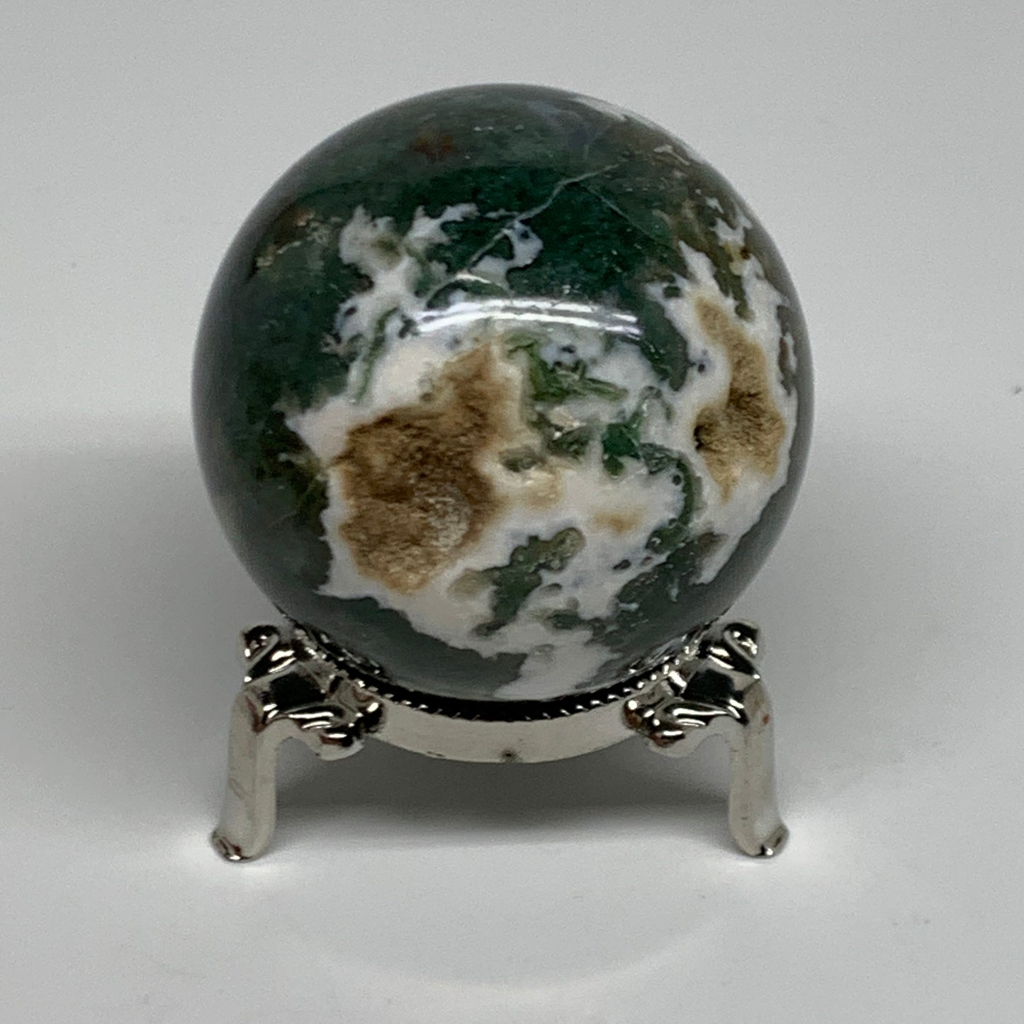 236.5g, 2.2"(56mm), Natural Moss Agate Sphere Ball Gemstone @India,B34912