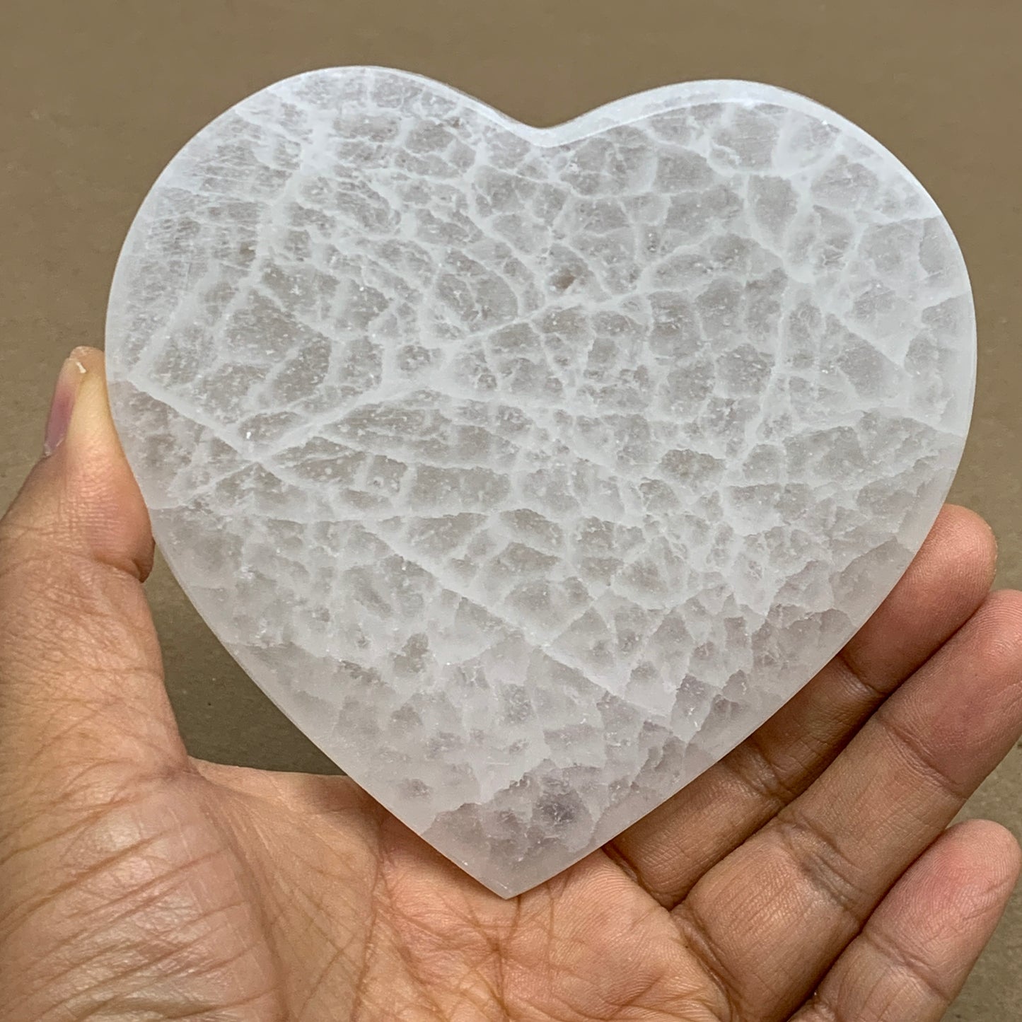 262g, 4.1"x4.1"x0.6", Selenite Heart Crystals, Satin Spar, gypsum, B36217