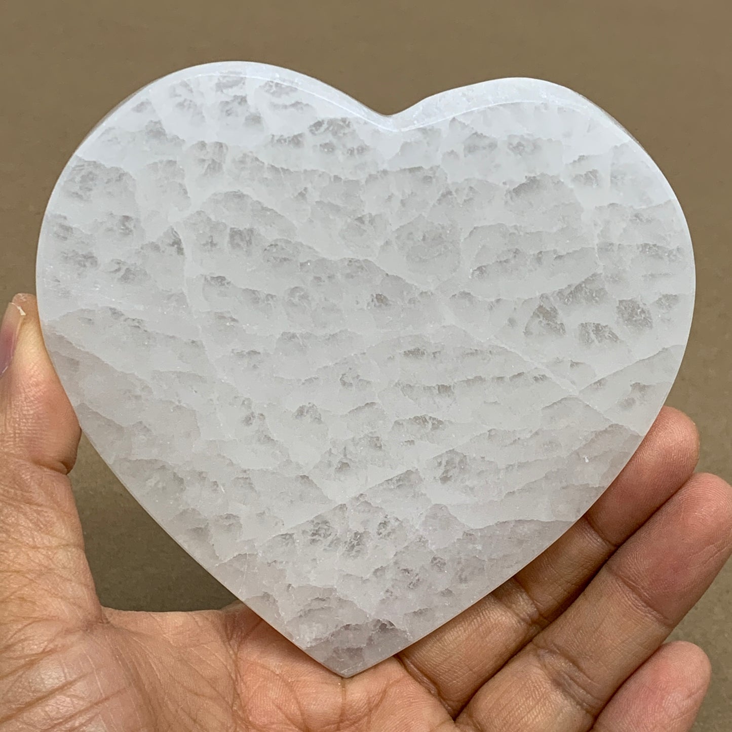 262g, 4.1"x4.1"x0.6", Selenite Heart Crystals, Satin Spar, gypsum, B36217