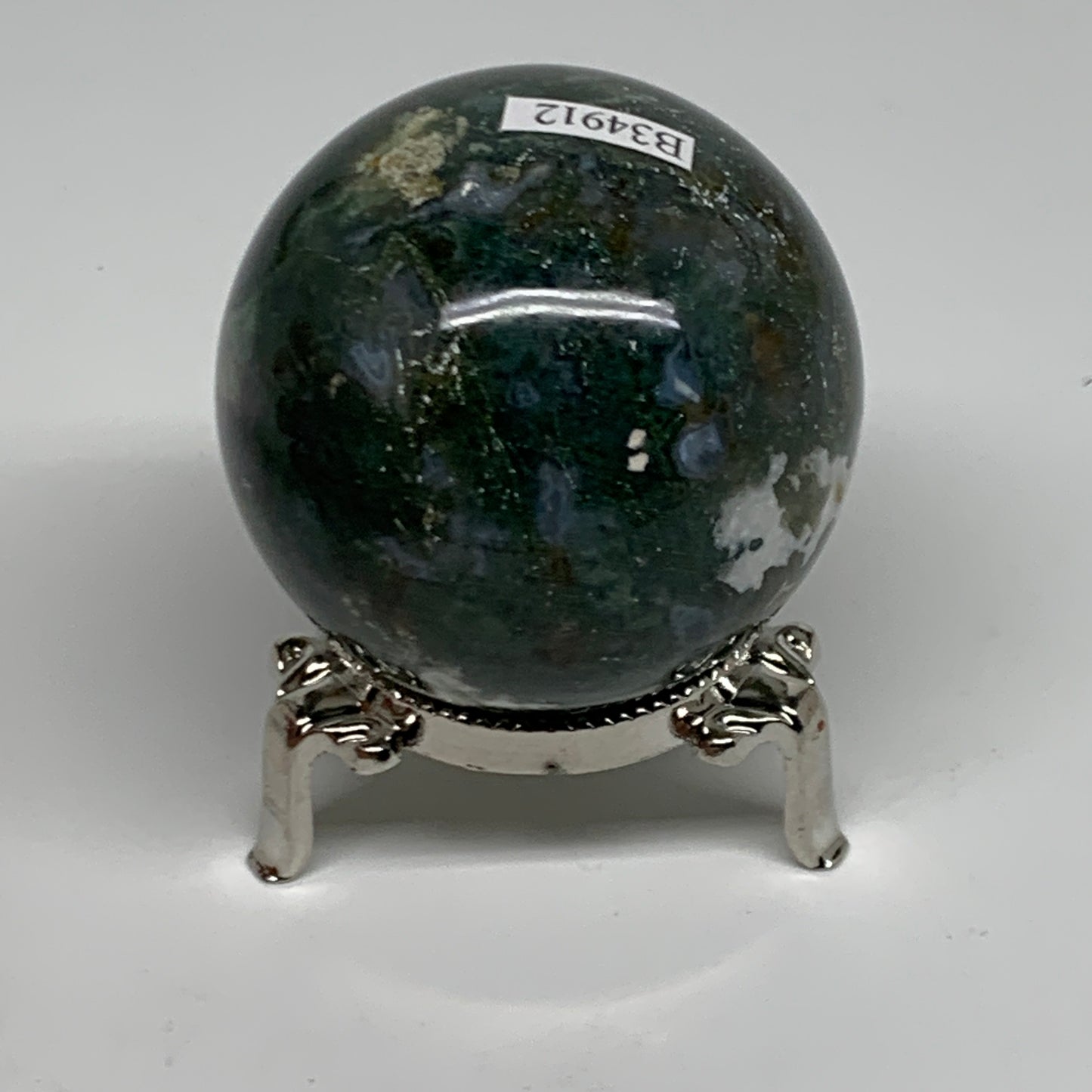 236.5g, 2.2"(56mm), Natural Moss Agate Sphere Ball Gemstone @India,B34912