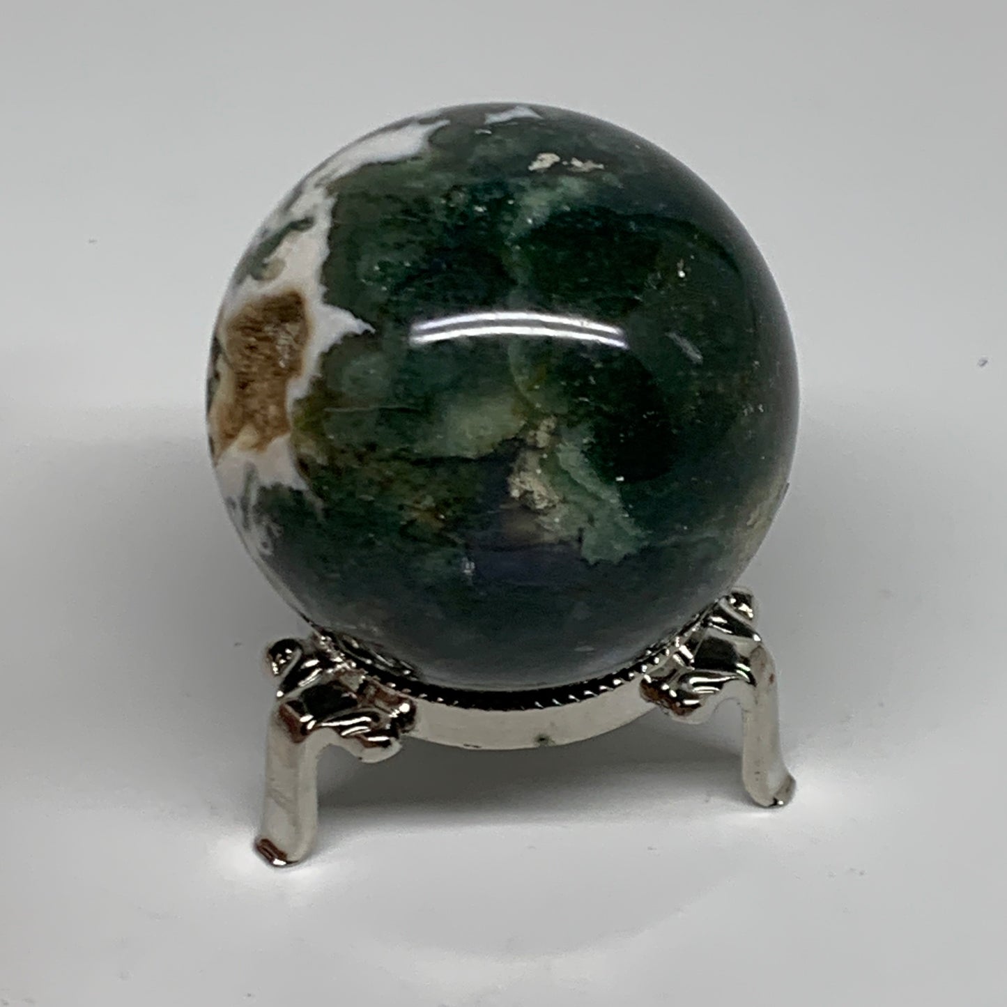 236.5g, 2.2"(56mm), Natural Moss Agate Sphere Ball Gemstone @India,B34912