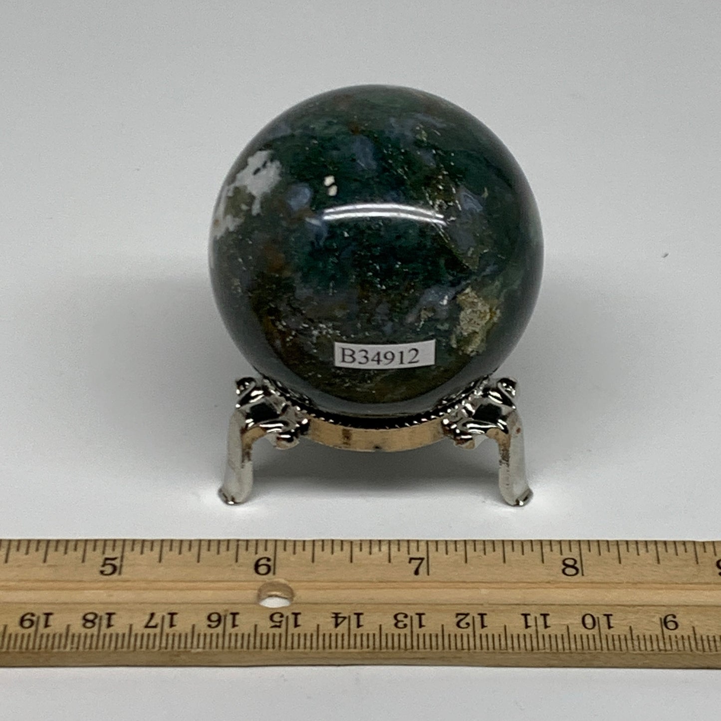 236.5g, 2.2"(56mm), Natural Moss Agate Sphere Ball Gemstone @India,B34912