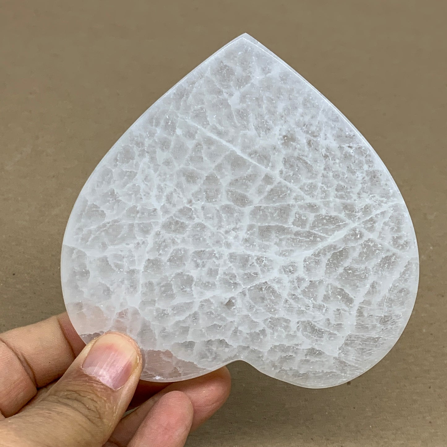 262g, 4.1"x4.1"x0.6", Selenite Heart Crystals, Satin Spar, gypsum, B36217