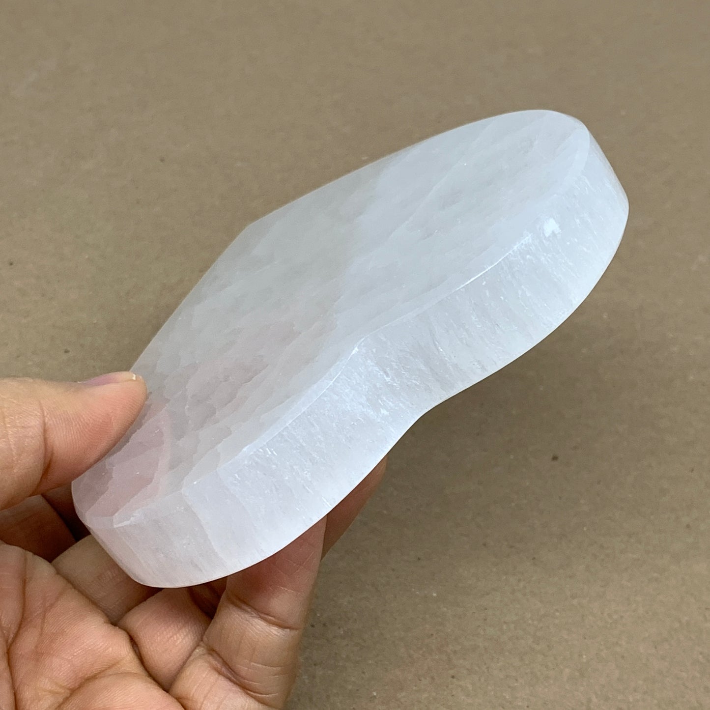 262g, 4.1"x4.1"x0.6", Selenite Heart Crystals, Satin Spar, gypsum, B36217