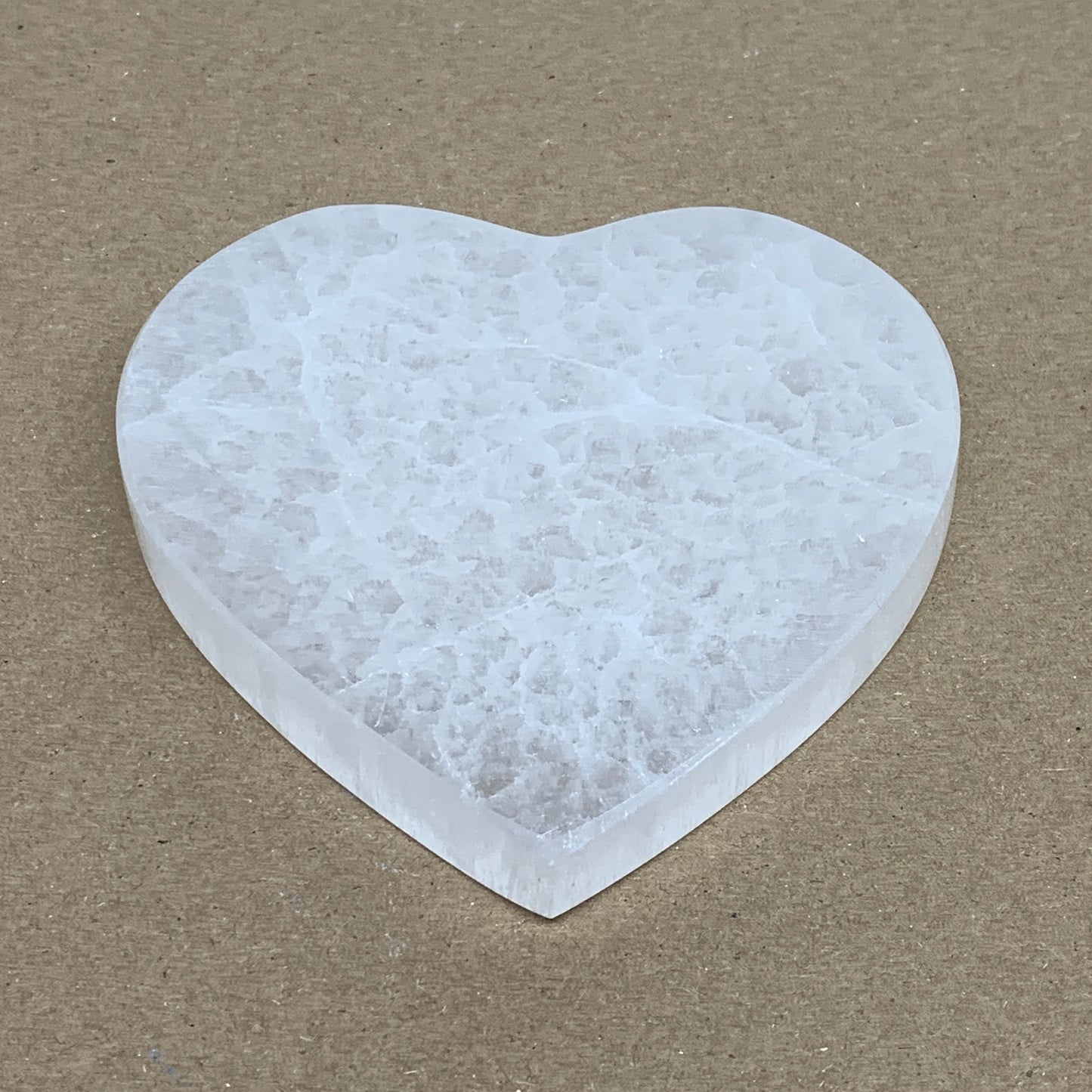 262g, 4.1"x4.1"x0.6", Selenite Heart Crystals, Satin Spar, gypsum, B36217