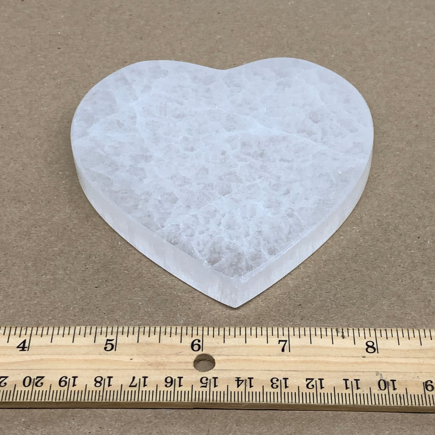 262g, 4.1"x4.1"x0.6", Selenite Heart Crystals, Satin Spar, gypsum, B36217