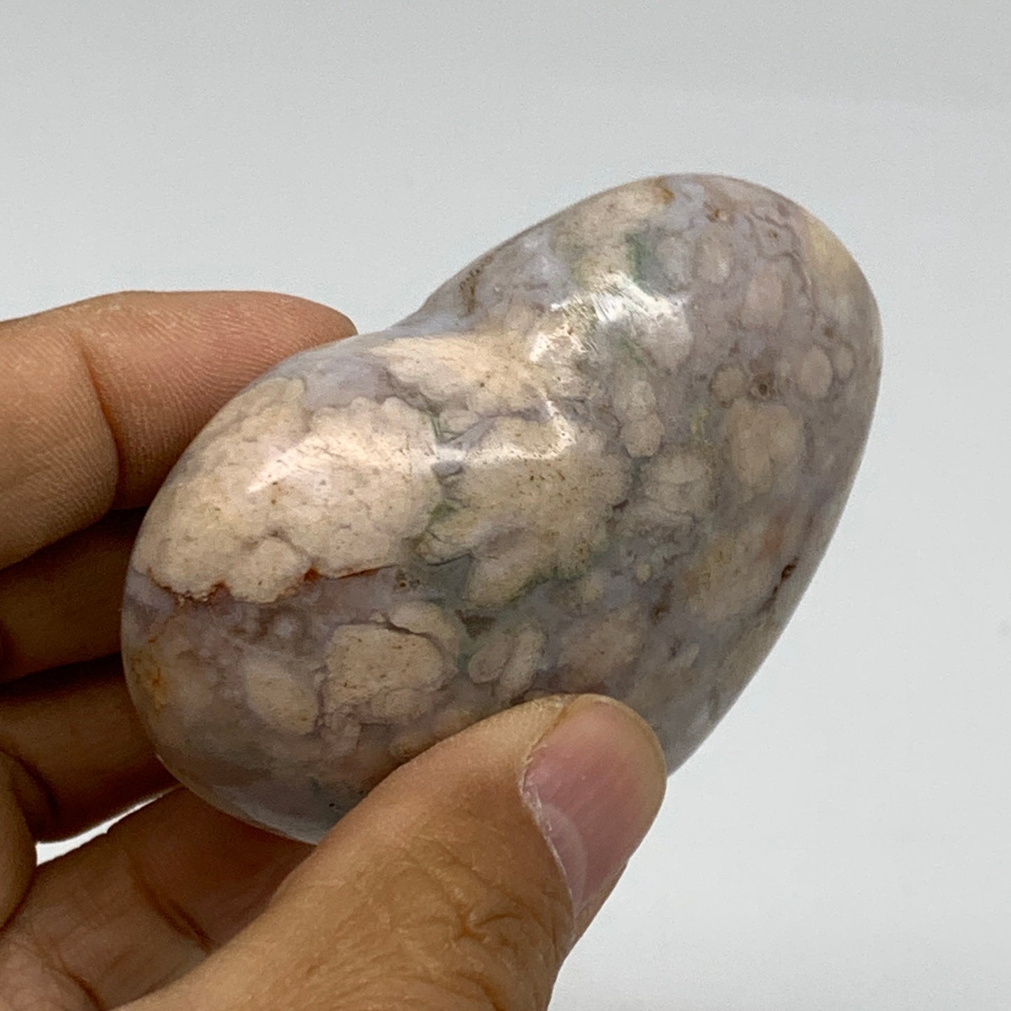0.29 lbs, 2.1"x2.6"x1.1", Cherry Blossom Flower Agate Heart Crystal, B37117