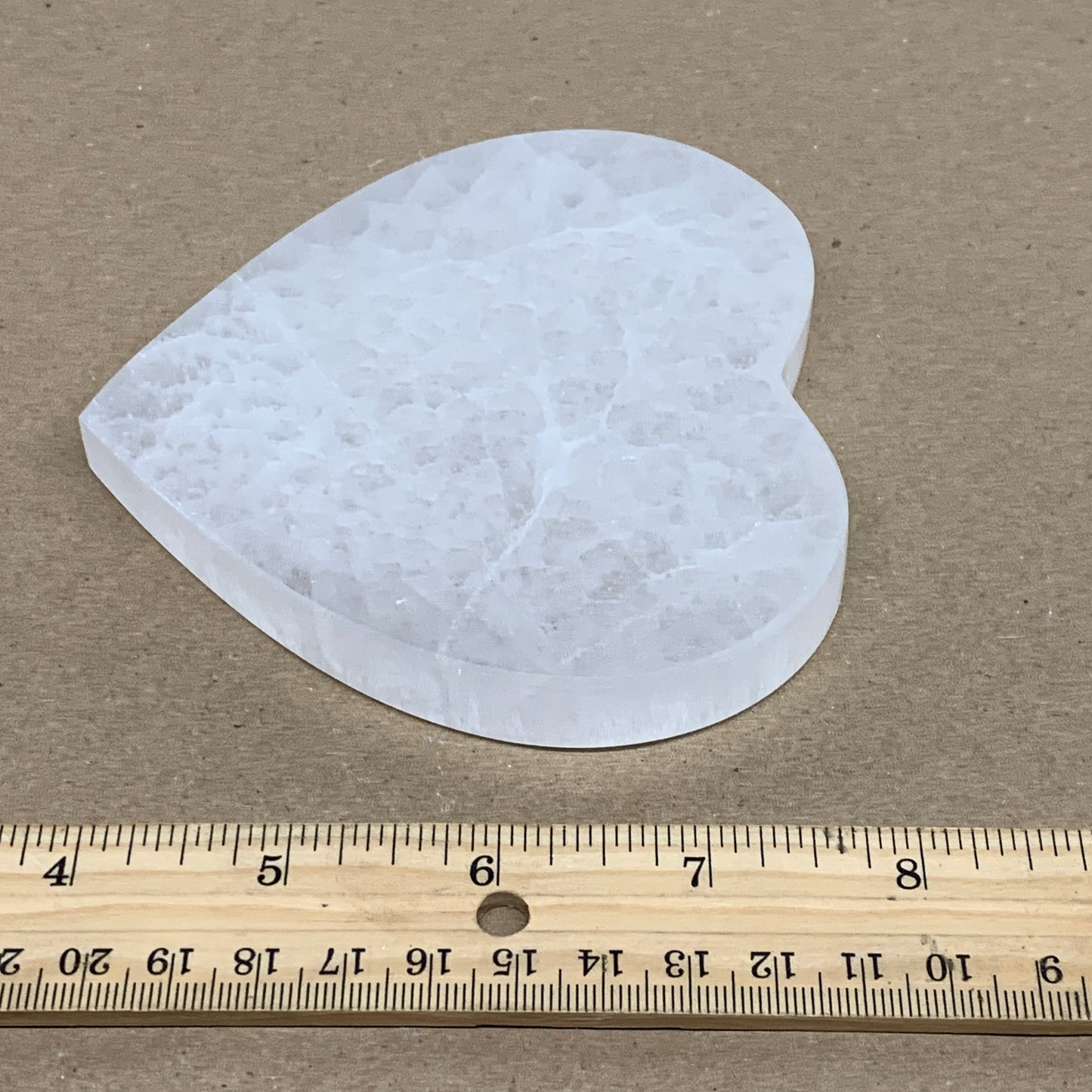 262g, 4.1"x4.1"x0.6", Selenite Heart Crystals, Satin Spar, gypsum, B36217