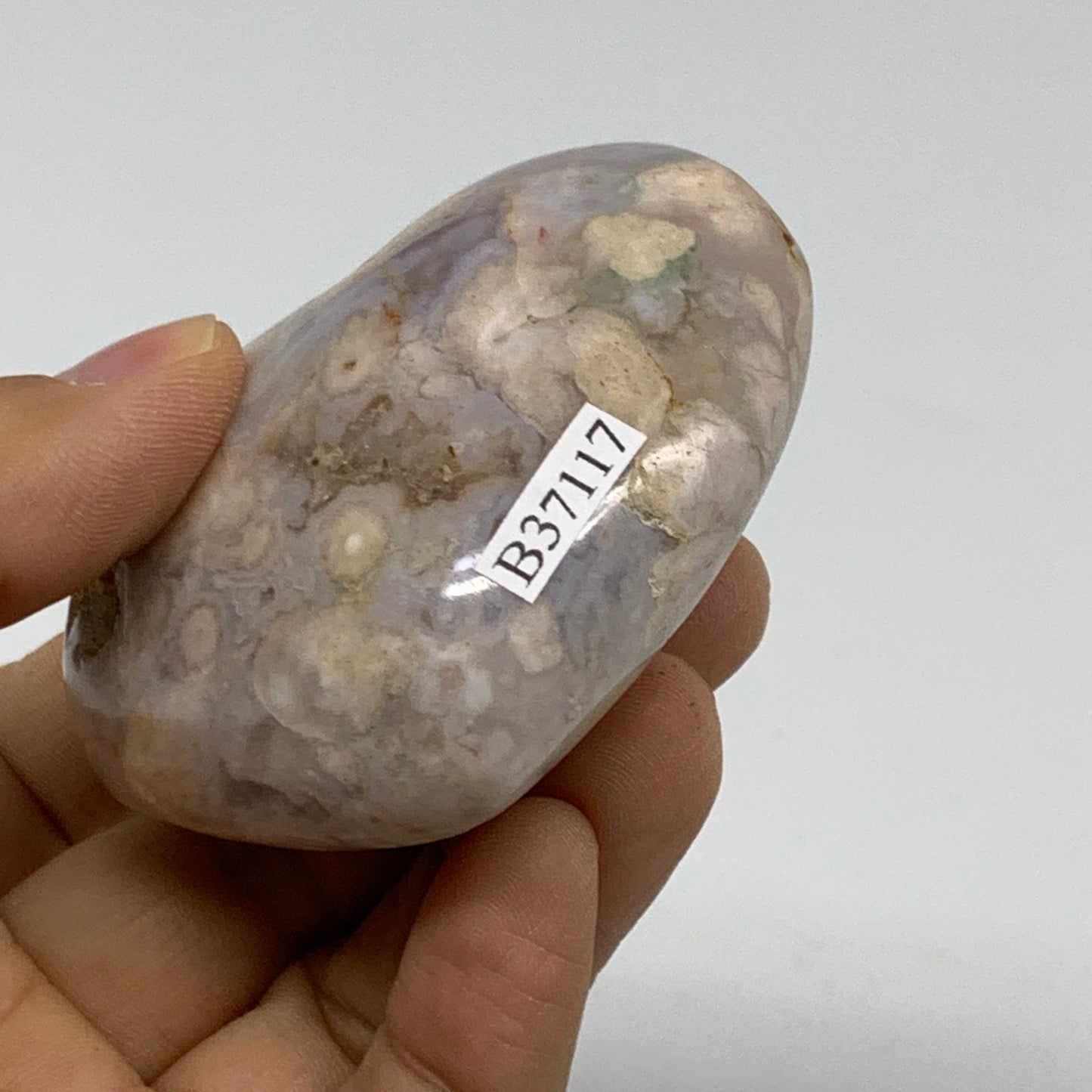 0.29 lbs, 2.1"x2.6"x1.1", Cherry Blossom Flower Agate Heart Crystal, B37117