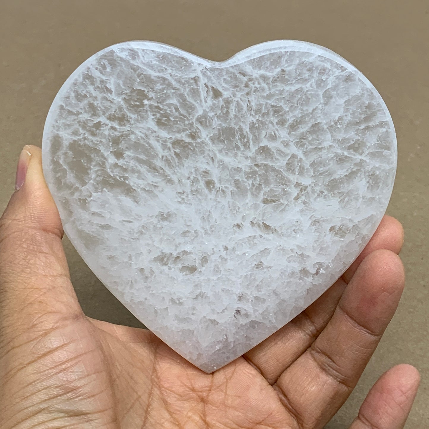 286g, 4.1"x4.1"x0.7", Selenite Heart Crystals, Satin Spar, gypsum, B36218