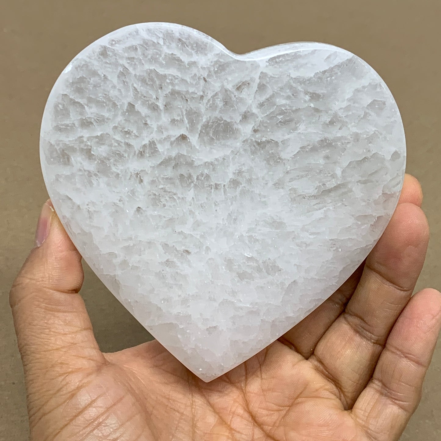286g, 4.1"x4.1"x0.7", Selenite Heart Crystals, Satin Spar, gypsum, B36218