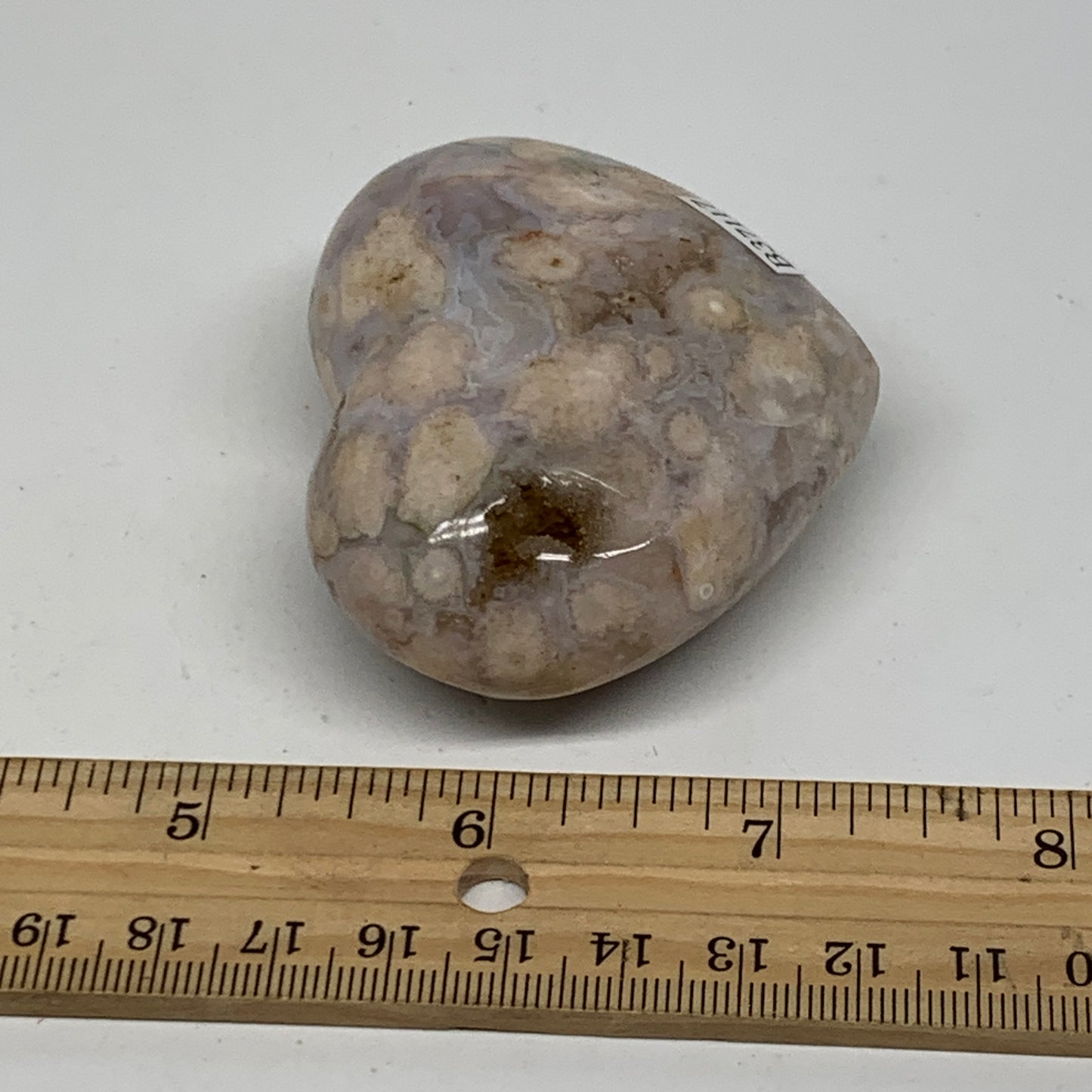 0.29 lbs, 2.1"x2.6"x1.1", Cherry Blossom Flower Agate Heart Crystal, B37117