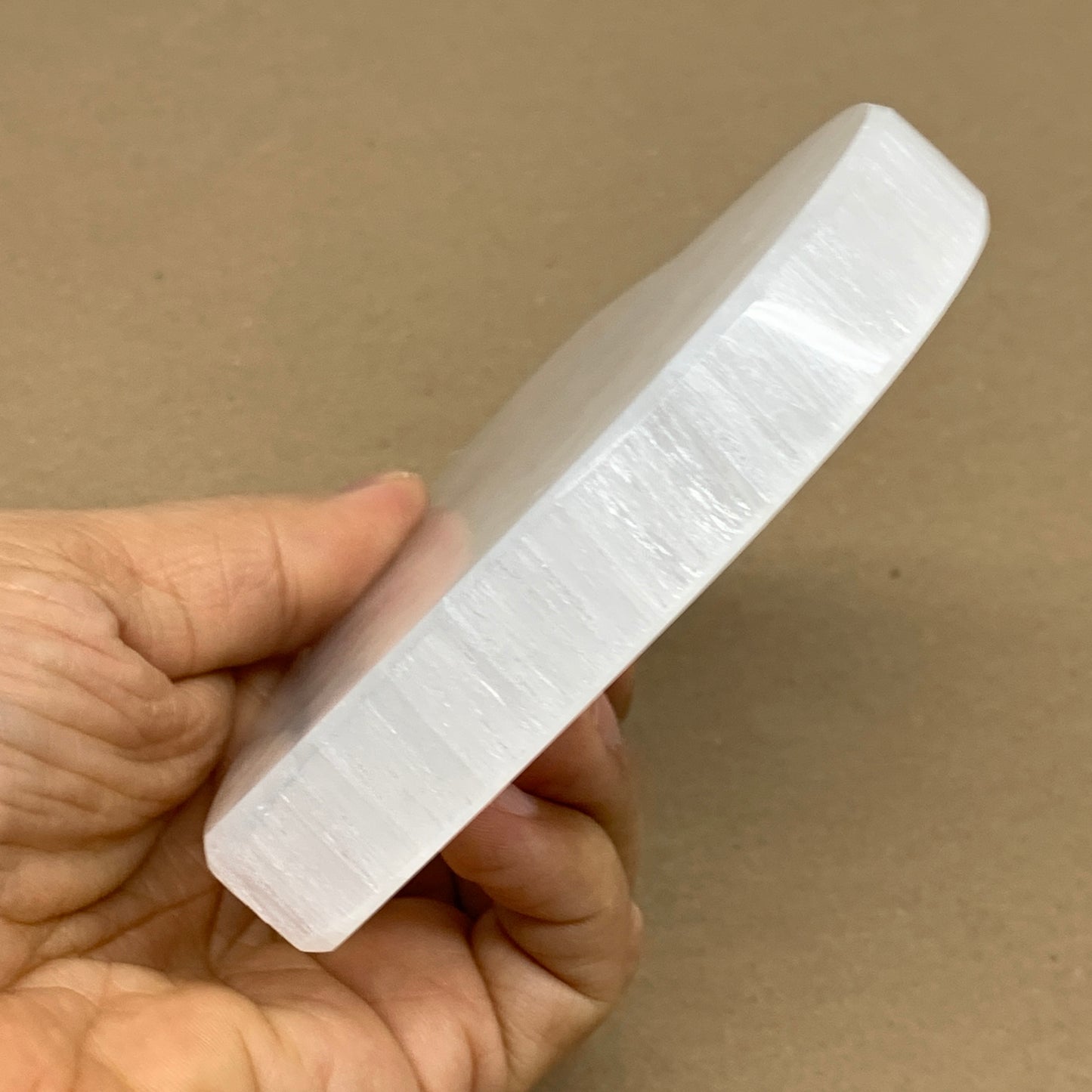 286g, 4.1"x4.1"x0.7", Selenite Heart Crystals, Satin Spar, gypsum, B36218