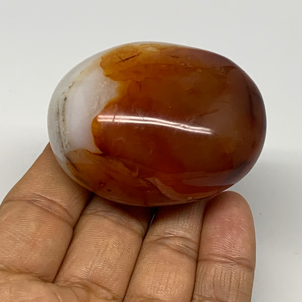 116.4g, 2.2"x1.8"x1.3", Red Carnelian Palm-Stone Gem Crystal Polished, B28439