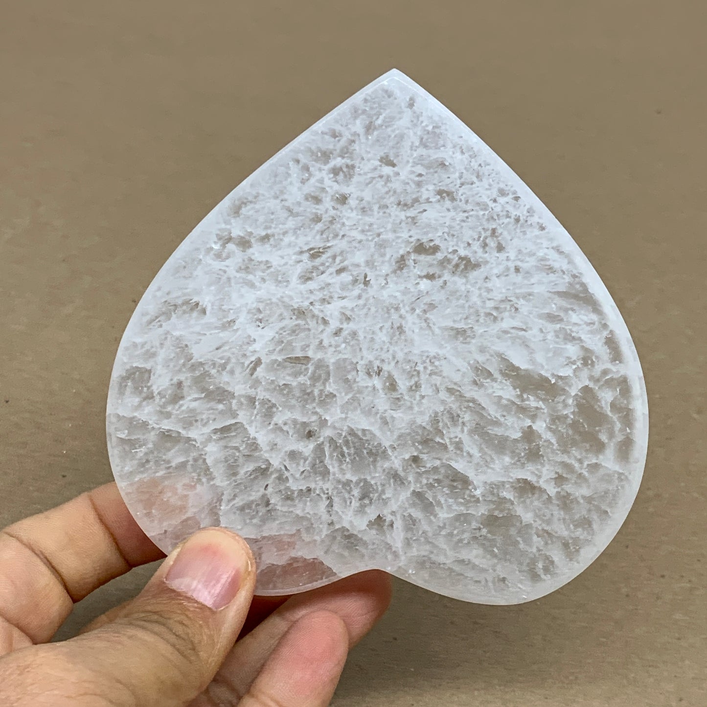 286g, 4.1"x4.1"x0.7", Selenite Heart Crystals, Satin Spar, gypsum, B36218