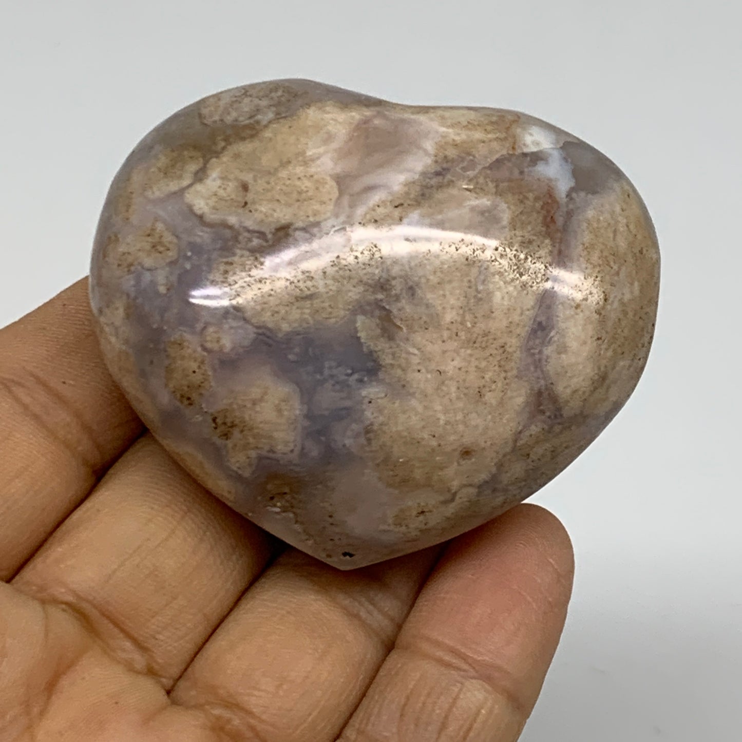 0.22 lbs, 1.9"x2.2"x1.1", Cherry Blossom Flower Agate Heart Crystal, B37118