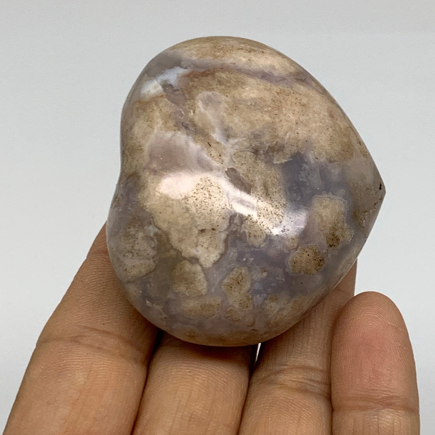 0.22 lbs, 1.9"x2.2"x1.1", Cherry Blossom Flower Agate Heart Crystal, B37118