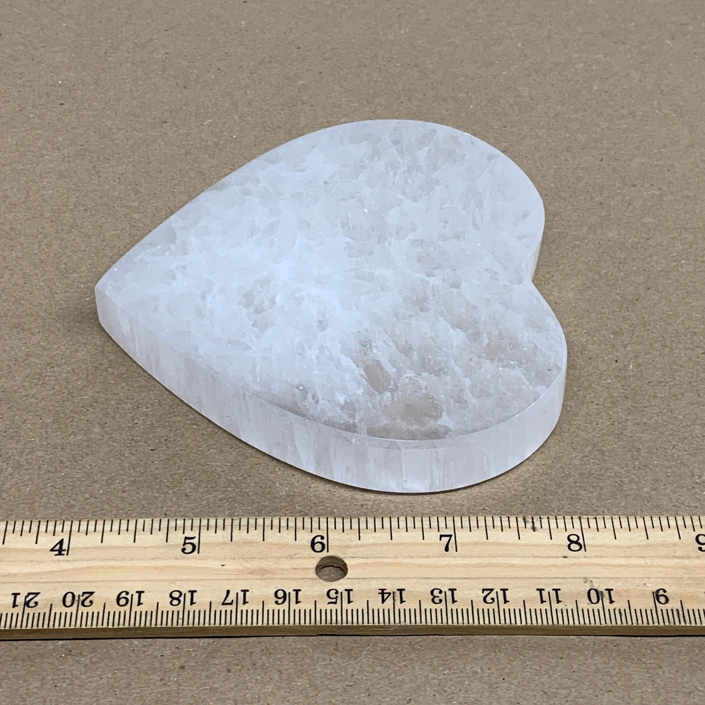 286g, 4.1"x4.1"x0.7", Selenite Heart Crystals, Satin Spar, gypsum, B36218