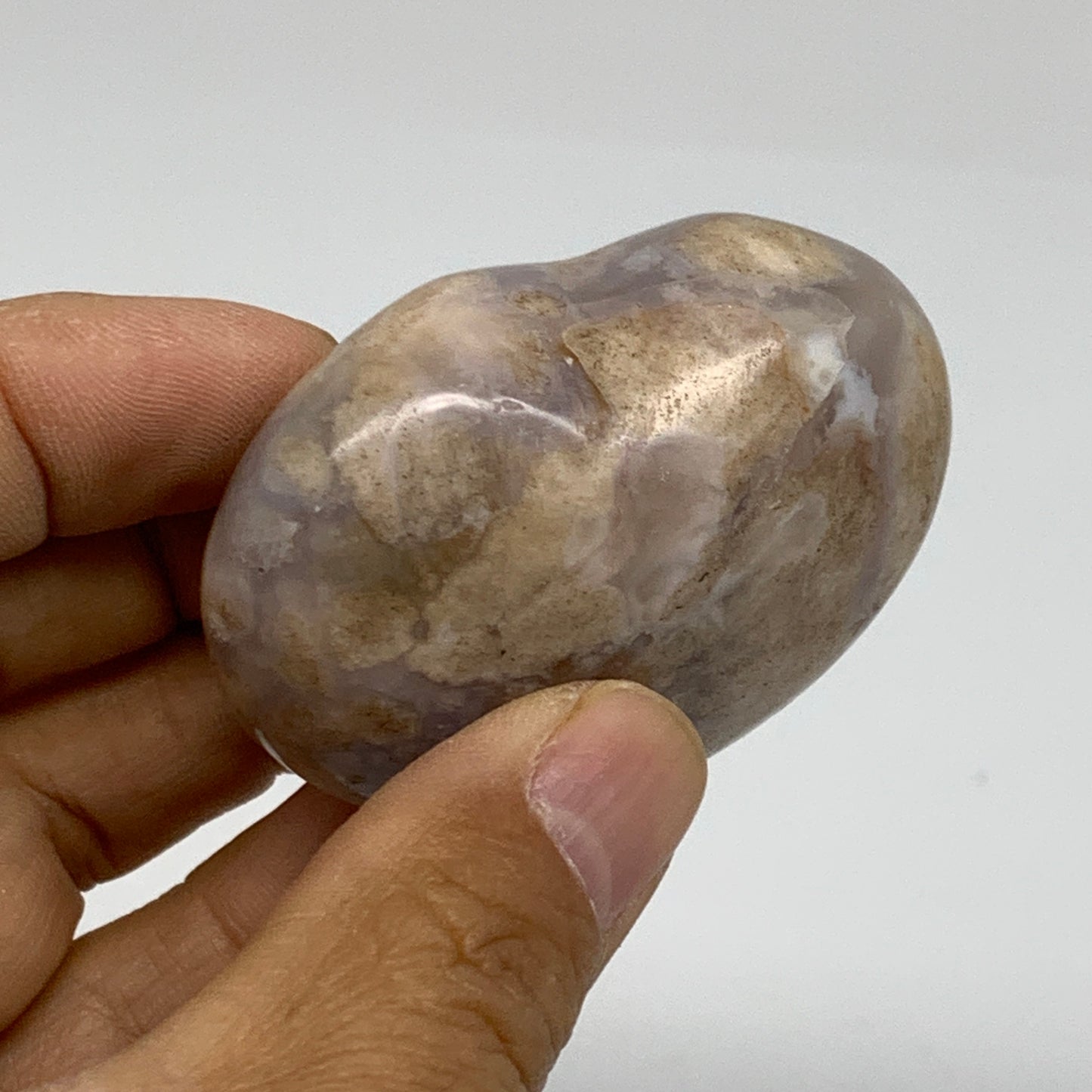 0.22 lbs, 1.9"x2.2"x1.1", Cherry Blossom Flower Agate Heart Crystal, B37118