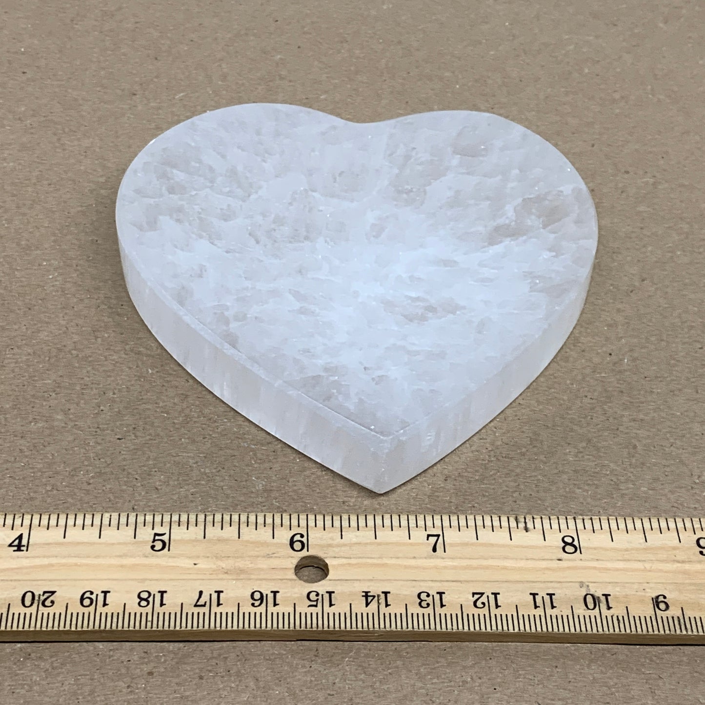 286g, 4.1"x4.1"x0.7", Selenite Heart Crystals, Satin Spar, gypsum, B36218