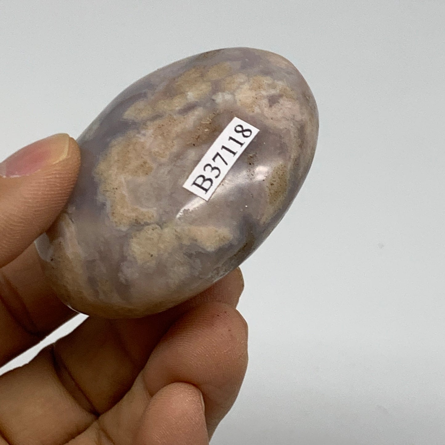 0.22 lbs, 1.9"x2.2"x1.1", Cherry Blossom Flower Agate Heart Crystal, B37118