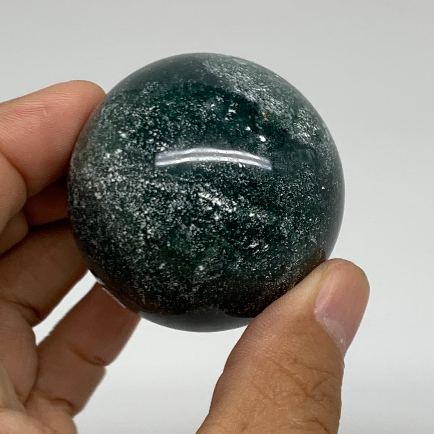 145.6g, 1.9"(48mm), Natural Moss Agate Sphere Ball Gemstone @India,B34914