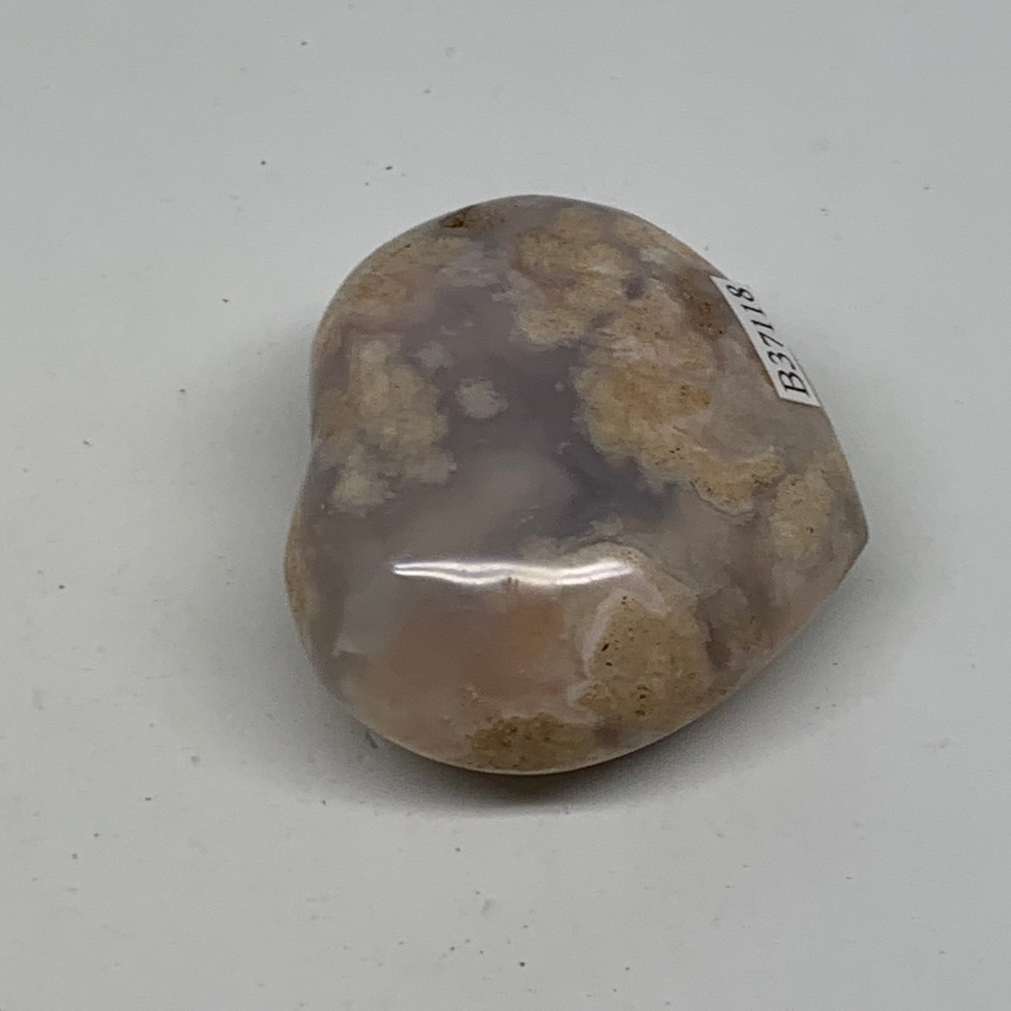 0.22 lbs, 1.9"x2.2"x1.1", Cherry Blossom Flower Agate Heart Crystal, B37118