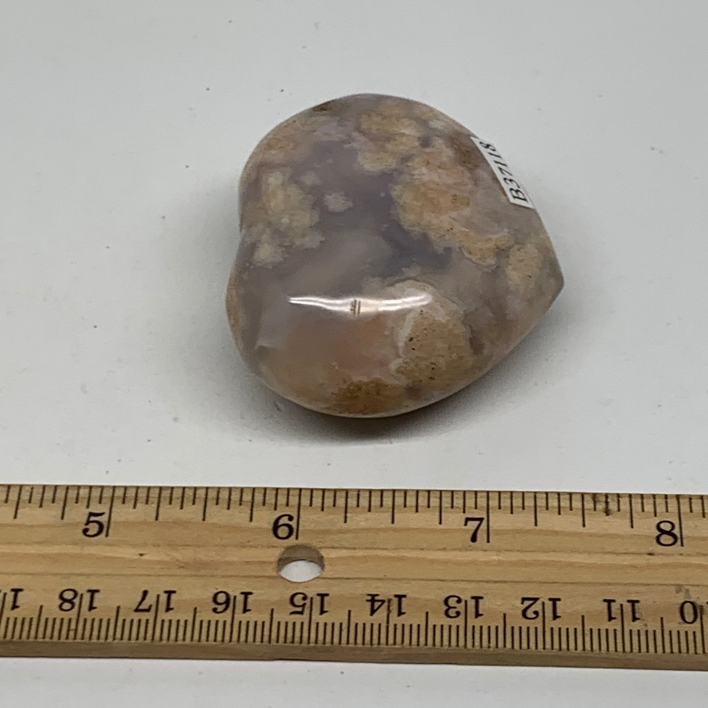 0.22 lbs, 1.9"x2.2"x1.1", Cherry Blossom Flower Agate Heart Crystal, B37118