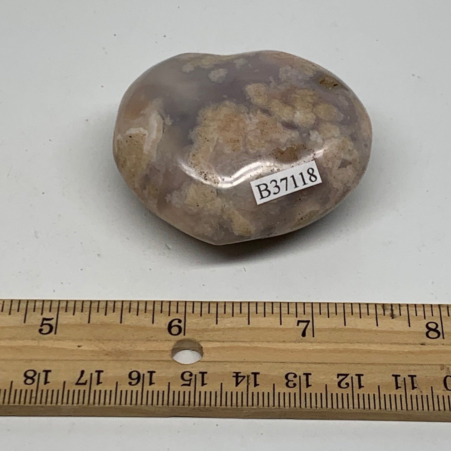0.22 lbs, 1.9"x2.2"x1.1", Cherry Blossom Flower Agate Heart Crystal, B37118