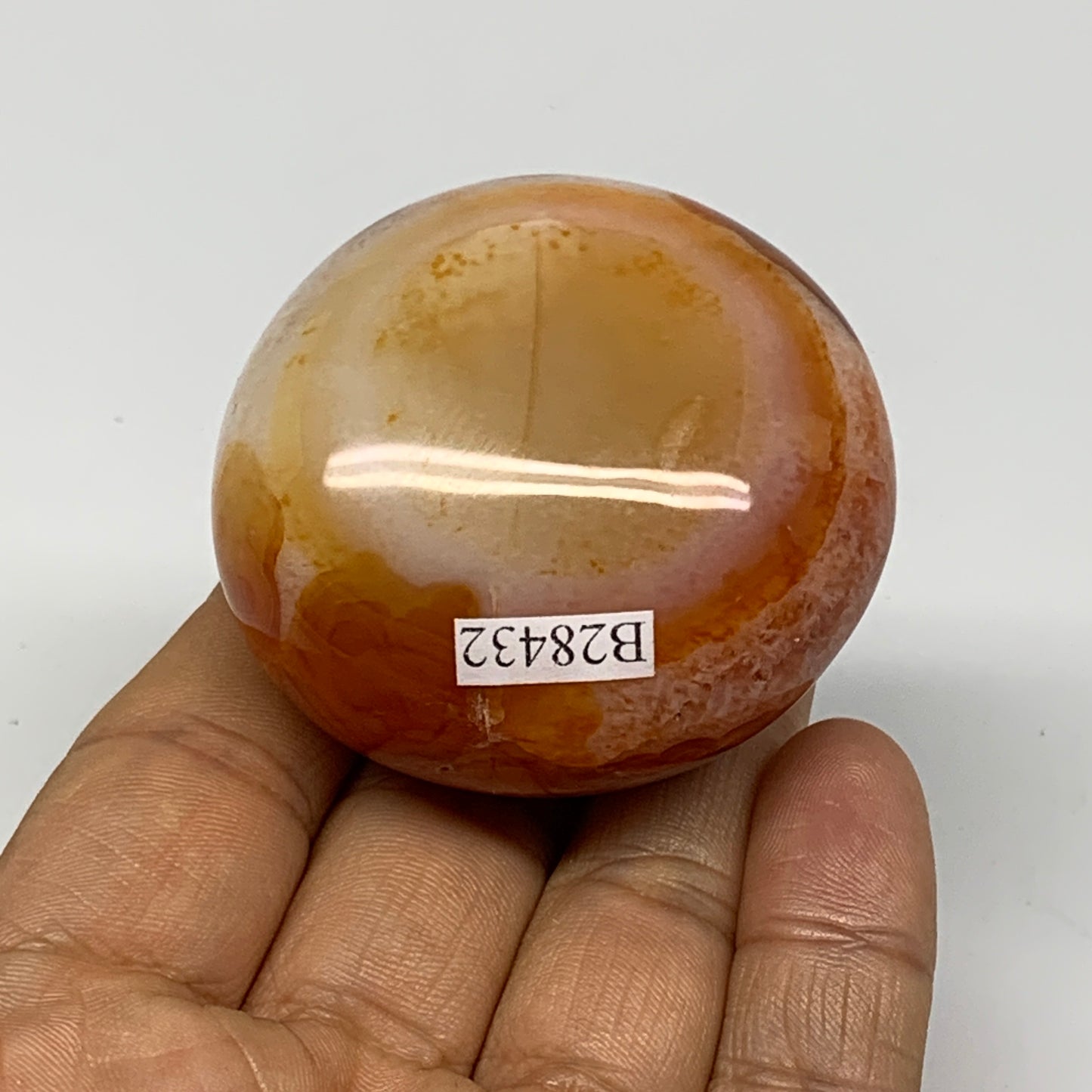 117.8g, 2"x1.9"x1.4", Red Carnelian Palm-Stone Gem Crystal Polished, B28432