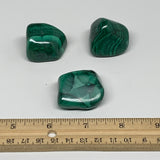 157.7g, 1.3"-1.3", 3pcs, Natural Small Malachite Tumbled Polished, B32822