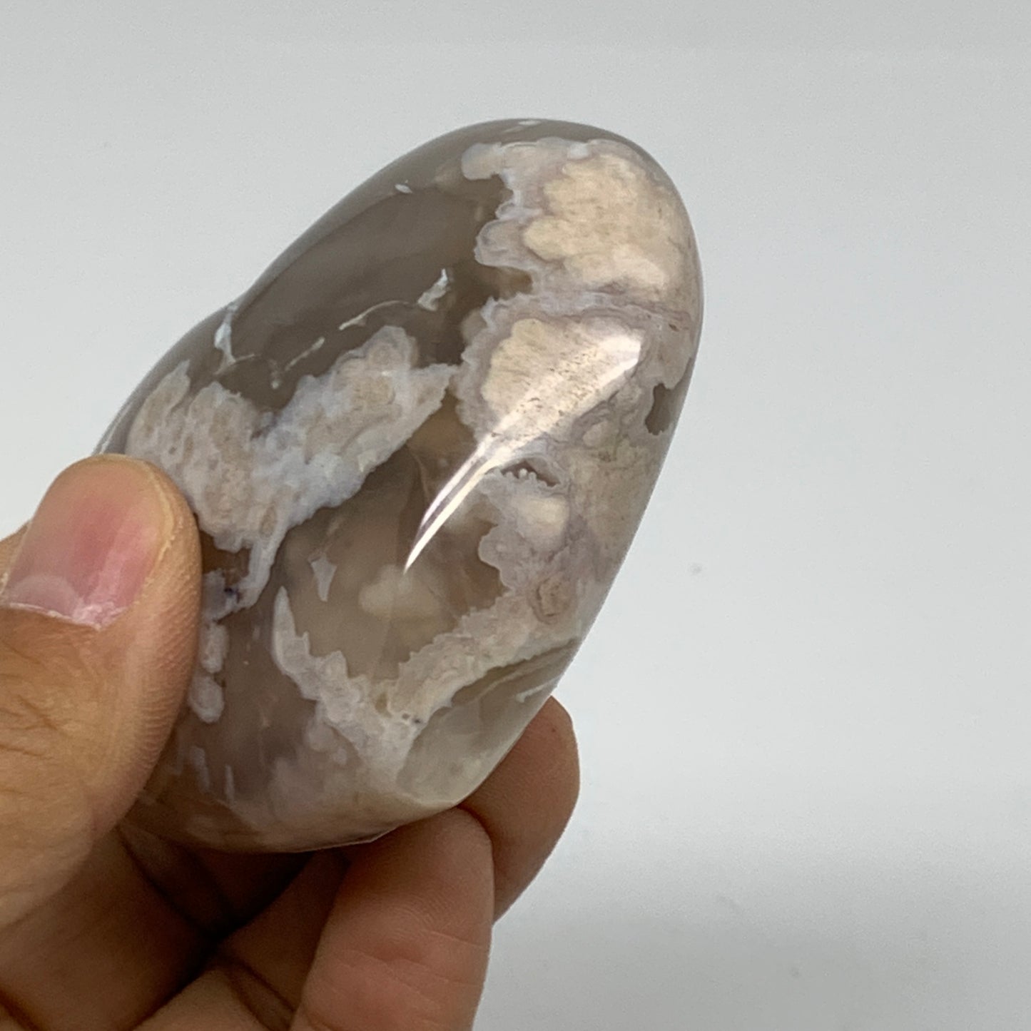 0.38 lbs, 2.4"x2.9"x1.2", Cherry Blossom Flower Agate Heart Crystal, B37119