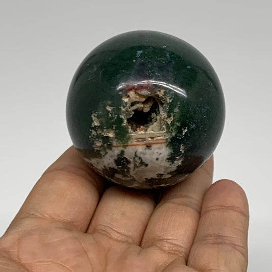 157g, 2"(49mm), Natural Moss Agate Sphere Ball Gemstone @India,B34915