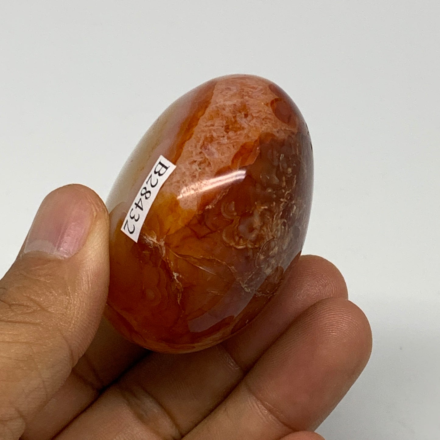117.8g, 2"x1.9"x1.4", Red Carnelian Palm-Stone Gem Crystal Polished, B28432