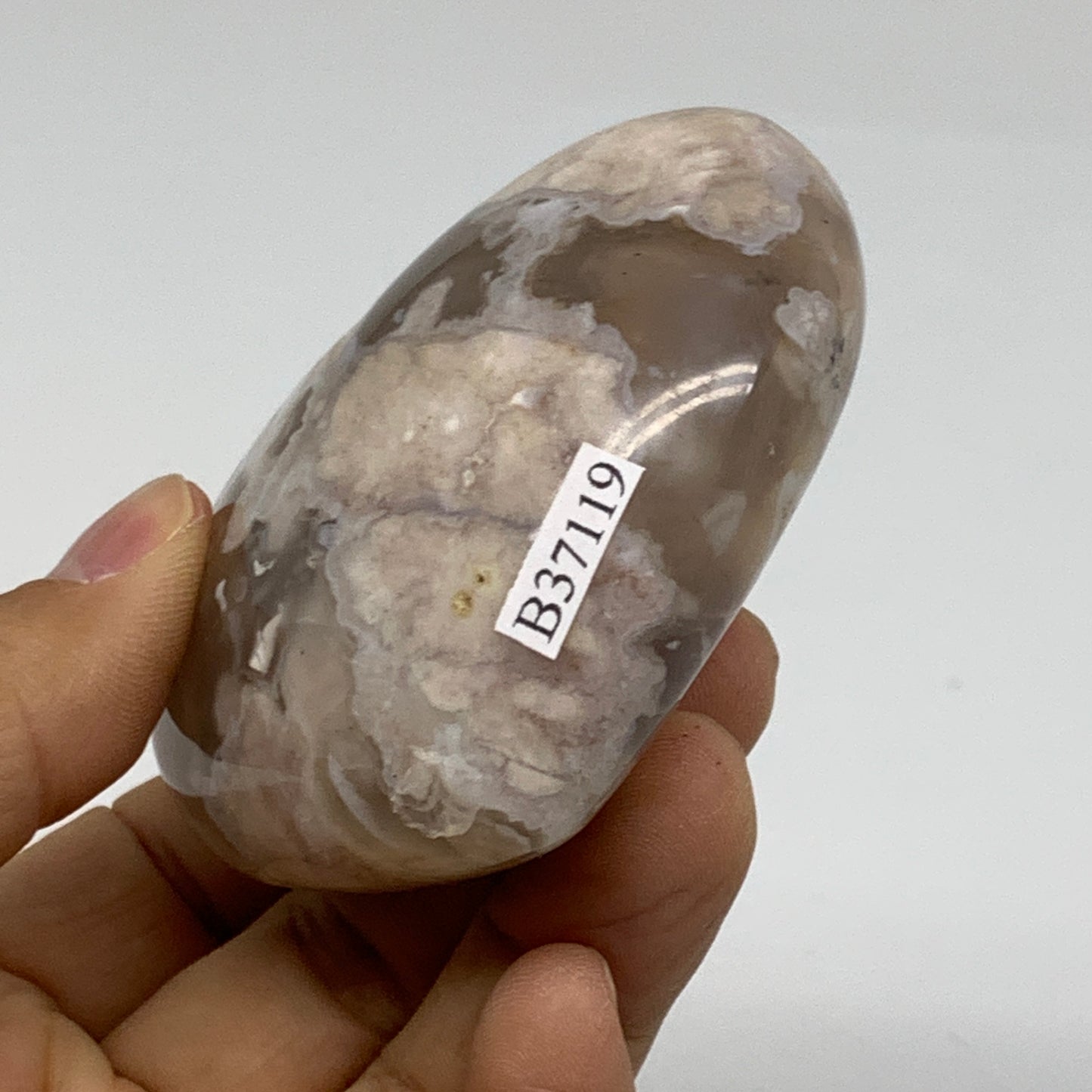 0.38 lbs, 2.4"x2.9"x1.2", Cherry Blossom Flower Agate Heart Crystal, B37119