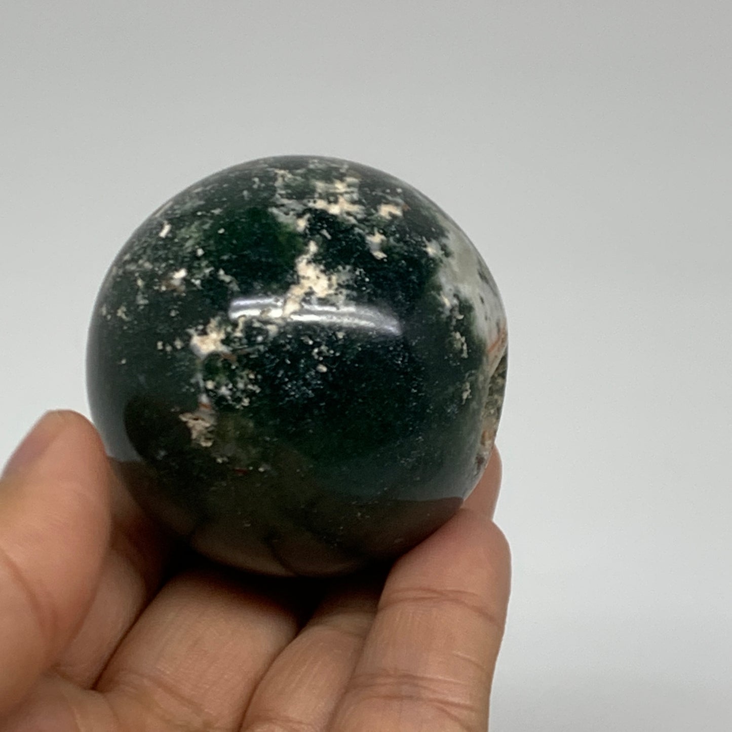 157g, 2"(49mm), Natural Moss Agate Sphere Ball Gemstone @India,B34915