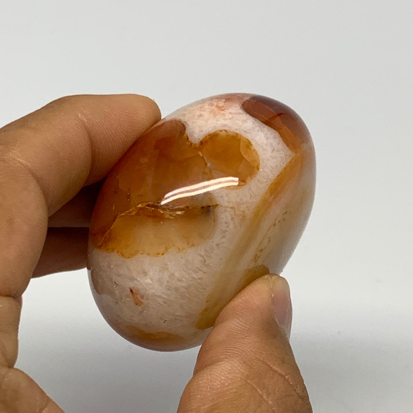 117.8g, 2"x1.9"x1.4", Red Carnelian Palm-Stone Gem Crystal Polished, B28432