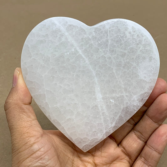 287g, 4.1"x4.1"x0.7", Selenite Heart Crystals, Satin Spar, gypsum, B36220