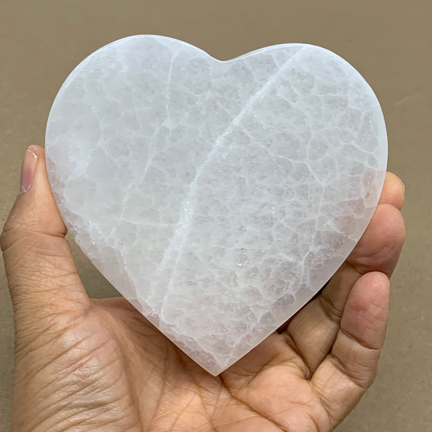 287g, 4.1"x4.1"x0.7", Selenite Heart Crystals, Satin Spar, gypsum, B36220