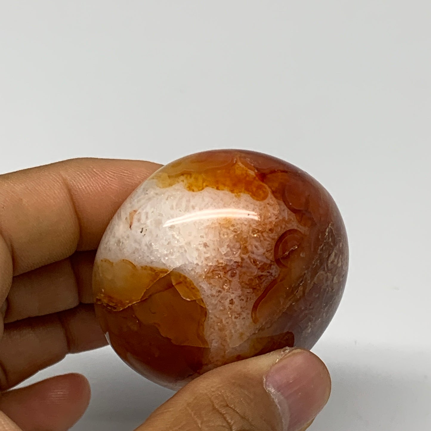 117.8g, 2"x1.9"x1.4", Red Carnelian Palm-Stone Gem Crystal Polished, B28432