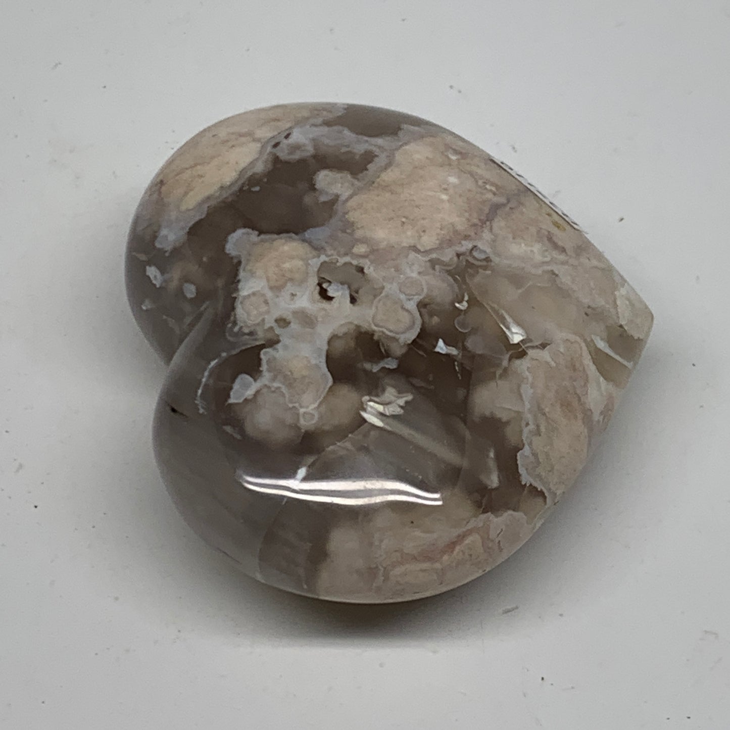 0.38 lbs, 2.4"x2.9"x1.2", Cherry Blossom Flower Agate Heart Crystal, B37119