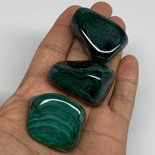 174.2g, 1.4"-1.6", 3pcs, Natural Small Malachite Tumbled Polished, B32823
