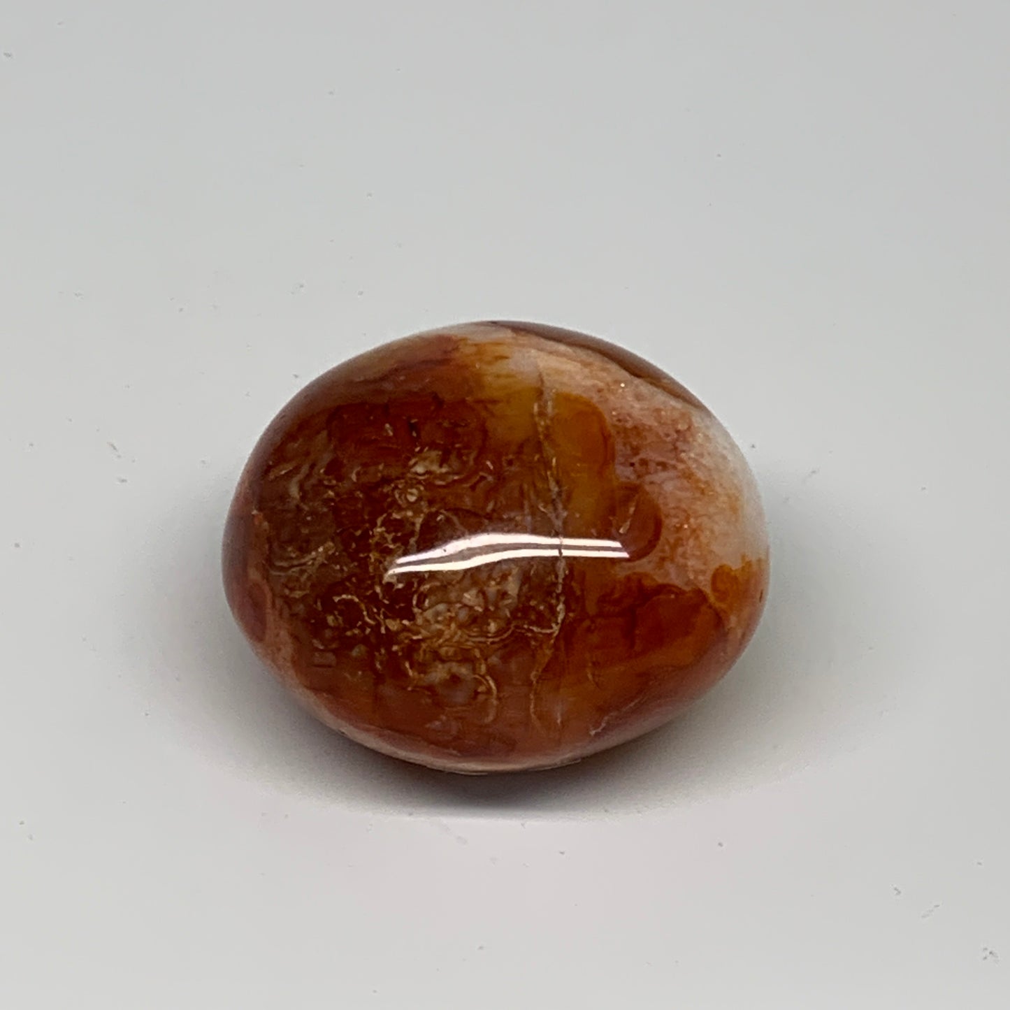 117.8g, 2"x1.9"x1.4", Red Carnelian Palm-Stone Gem Crystal Polished, B28432